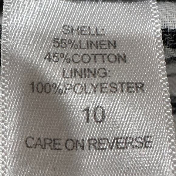 New York Company Dress Size 10 Black White Striped Chic Linen Cotton BLEMISH - Picture 4 of 7
